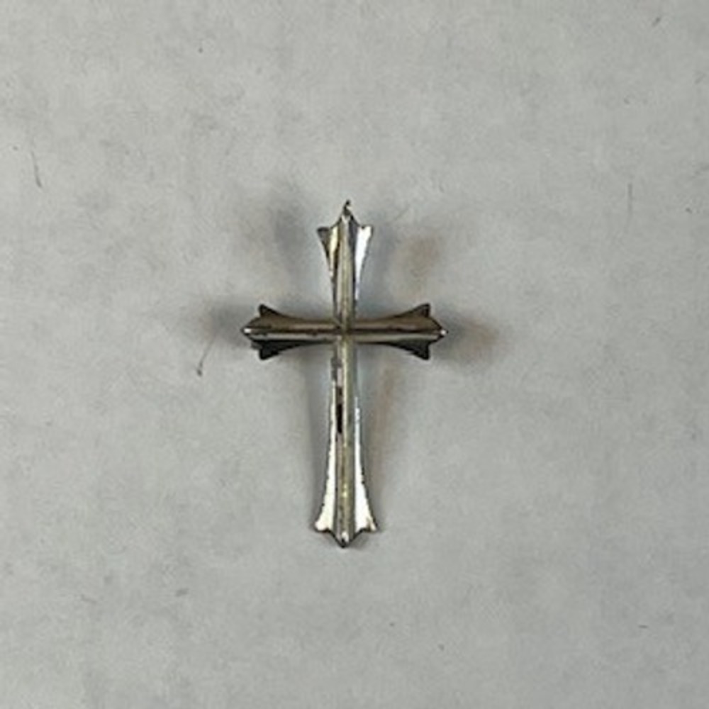 Vintage Silver‎ Tone Cross Pin Brooch Small Religious Christian Lapel Pin 1 Inch